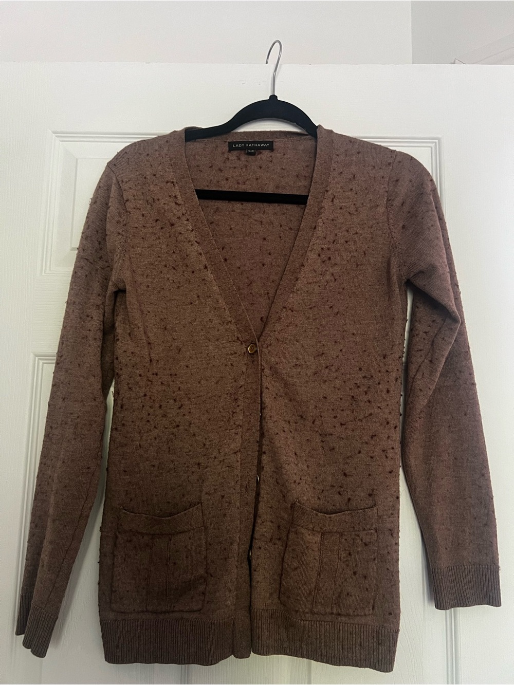 Lady Hathaway Brown Speckled V-Neck Cardigan